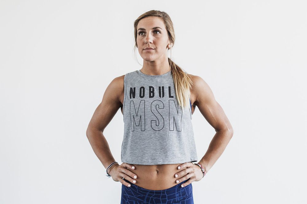 NOBULL Women's Muscle (Madison) Tank Tops - Heather Grey - Ireland (7801CSFZG)